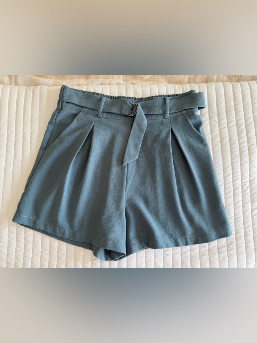Abound High-Waist Pleated Belted Shorts - Slate Blue